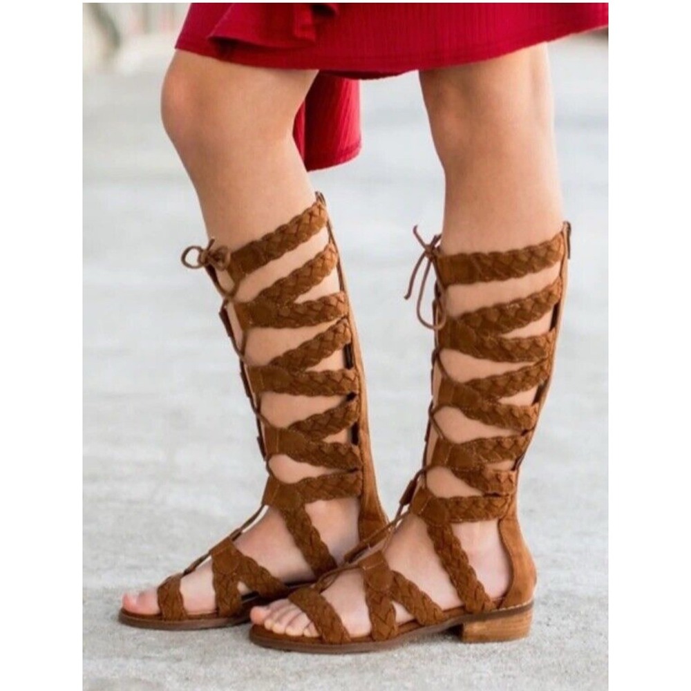 New Joyfolie Vilette Gladiator Brown Lace Up Sandals Size toddler 11